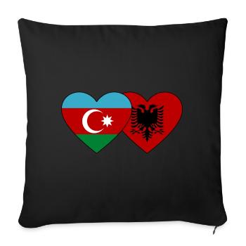 Azerbaïdjan Albanie Drapeau Coeur - Housse de coussin décorative 45 x 45 cm - noir - Devant