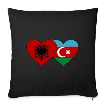 Albania Azerbaijan Flag Heart - Sofa pillowcase 17,3'' x 17,3'' (45 x 45 cm) - black - Front