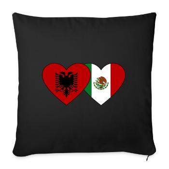 Albania Mexico Flag Heart - Sofa pillowcase 17,3'' x 17,3'' (45 x 45 cm) - black - Front