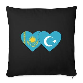 Kazakhstan Drapeau Ouïghour Cœur - Housse de coussin décorative 45 x 45 cm - noir - Devant