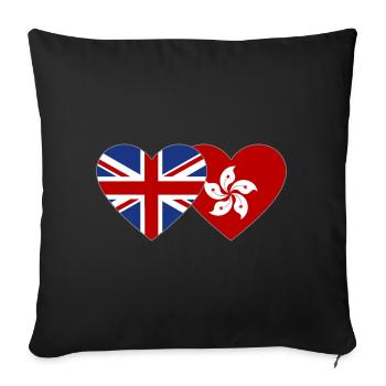 England Hongkong Flagge Herz - Sofakissenbezug 45 x 45 cm - Schwarz - Vorne
