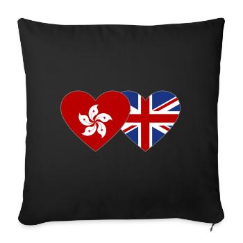 Hongkong England Flagge Herz - Sofakissenbezug 45 x 45 cm - Schwarz - Vorne