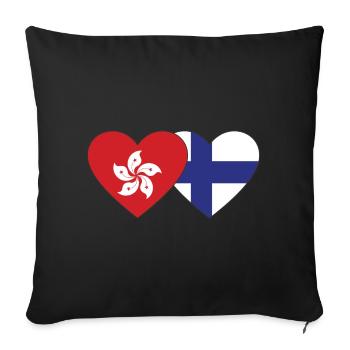 Hong Kong Finlande Flag Heart - Housse de coussin décorative 45 x 45 cm - noir - Devant