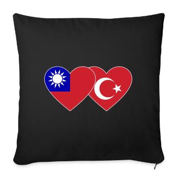 Taïwan Türkiye drapeau coeur - Housse de coussin décorative 45 x 45 cm - noir - Devant