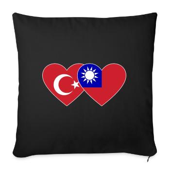 Türkiye Taiwan Flag Heart - Sofa pillowcase 17,3'' x 17,3'' (45 x 45 cm) - black - Front