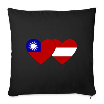 Taiwan Austria Flag Heart - Sofa pillowcase 17,3'' x 17,3'' (45 x 45 cm) - black - Front
