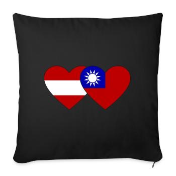 Autriche Taiwan Flag Heart - Housse de coussin décorative 45 x 45 cm - noir - Devant