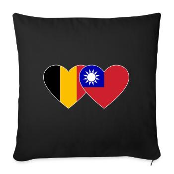 Belgique Drapeau de Taïwan Coeur - Housse de coussin décorative 45 x 45 cm - noir - Devant