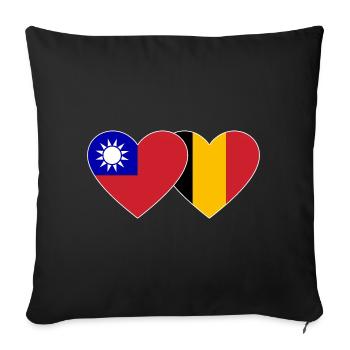 Taïwan Belgique Flag Heart - Housse de coussin décorative 45 x 45 cm - noir - Devant