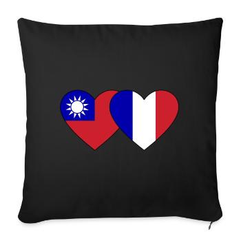 Taiwan France Flag Heart - Housse de coussin décorative 45 x 45 cm - noir - Devant