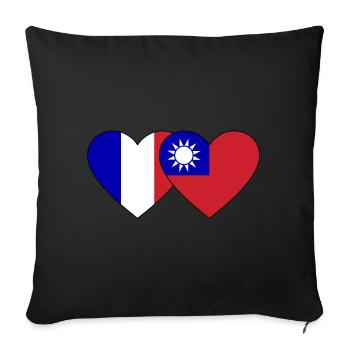 Taiwan Flag Heart - Sofa pillowcase 17,3'' x 17,3'' (45 x 45 cm) - black - Front