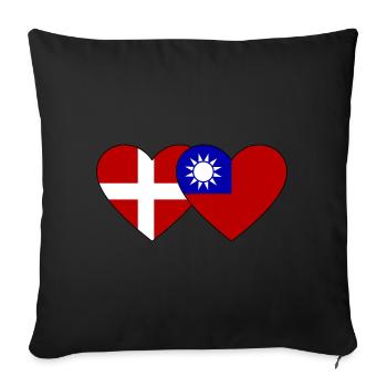 Danemark Taiwan Flag Heart - Housse de coussin décorative 45 x 45 cm - noir - Devant
