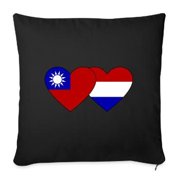 Taiwan Holland Flag Heart - Sofa pillowcase 17,3'' x 17,3'' (45 x 45 cm) - black - Front
