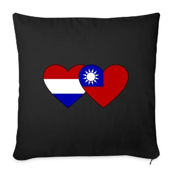 Holland Taiwan Flag Heart - Sofa pillowcase 17,3'' x 17,3'' (45 x 45 cm) - black - Front