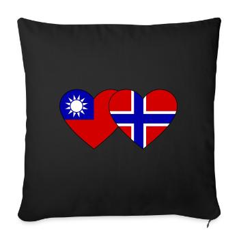 Taïwan Norvège Flag Heart - Housse de coussin décorative 45 x 45 cm - noir - Devant