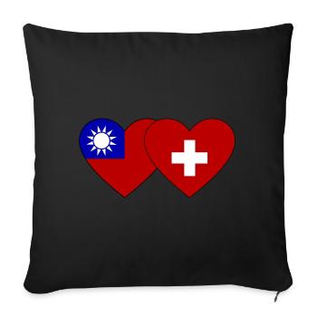Taïwan Suisse Flag Heart - Housse de coussin décorative 45 x 45 cm - noir - Devant