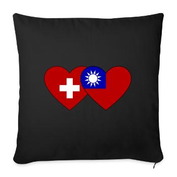 Suisse Taiwan Flag Heart - Housse de coussin décorative 45 x 45 cm - noir - Devant