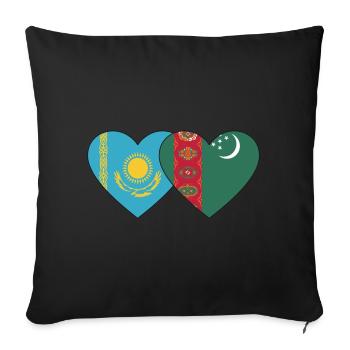 Kazakhstan Turkmenistan Flag Heart - Sofa pillowcase 17,3'' x 17,3'' (45 x 45 cm) - black - Front