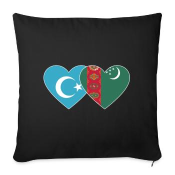 Uighurs Turkmenistan Flag Heart - Sofa pillowcase 17,3'' x 17,3'' (45 x 45 cm) - black - Front