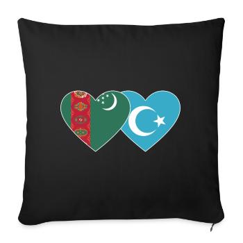 Turkmenistan Uighur Flag Heart - Sofa pillowcase 17,3'' x 17,3'' (45 x 45 cm) - black - Front