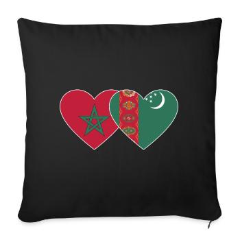 Morocco Turkmenistan Flag Heart - Sofa pillowcase 17,3'' x 17,3'' (45 x 45 cm) - black - Front