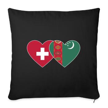 Switzerland Turkmenistan Flag Heart - Sofa pillowcase 17,3'' x 17,3'' (45 x 45 cm) - black - Front