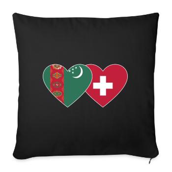 Turkmenistan Switzerland Flag Heart - Sofa pillowcase 17,3'' x 17,3'' (45 x 45 cm) - black - Front