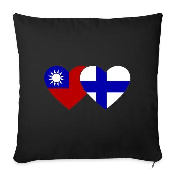 Taiwan Finlande Flag Heart - Housse de coussin décorative 45 x 45 cm - noir - Devant