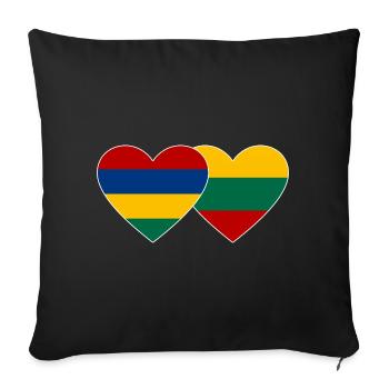 Mauritius Lithuania Flag Heart - Sofa pillowcase 17,3'' x 17,3'' (45 x 45 cm) - black - Front