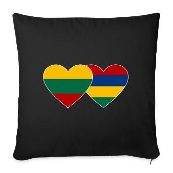 Lithuania Mauritius Flag Heart - Sofa pillowcase 17,3'' x 17,3'' (45 x 45 cm) - black - Front