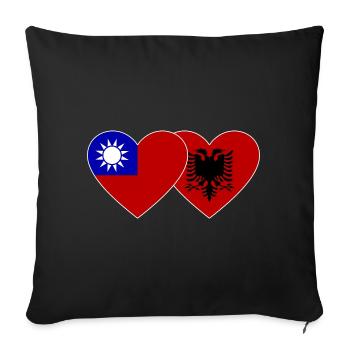Taiwan Albanie Flag Heart - Housse de coussin décorative 45 x 45 cm - noir - Devant