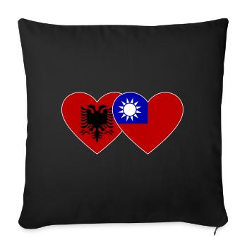 AlbaniaTaiwan Flag Heart - Sofa pillowcase 17,3'' x 17,3'' (45 x 45 cm) - black - Front