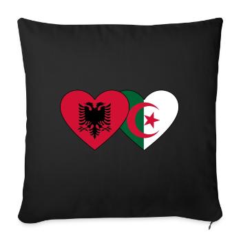 Albania Algeria Flag Heart - Sofa pillowcase 17,3'' x 17,3'' (45 x 45 cm) - black - Front