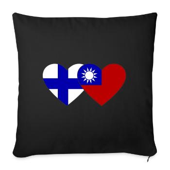 Finlande Taïwan Flag Heart - Housse de coussin décorative 45 x 45 cm - noir - Devant