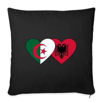 Algérie Albanie Drapeau Coeur - Housse de coussin décorative 45 x 45 cm - noir - Devant