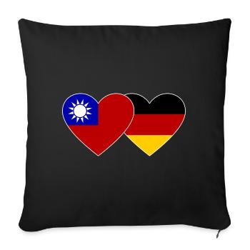 Taïwan Allemagne Flag Heart - Housse de coussin décorative 45 x 45 cm - noir - Devant