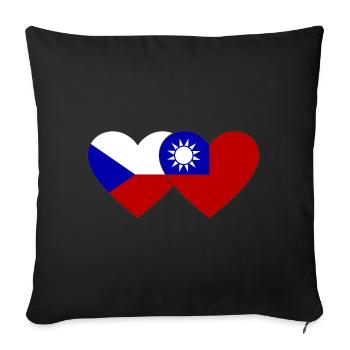 République tchèque Taïwan Flag Heart - Housse de coussin décorative 45 x 45 cm - noir - Devant