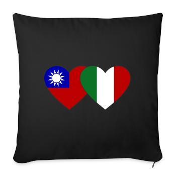 Taïwan Italie Flag Heart - Housse de coussin décorative 45 x 45 cm - noir - Devant