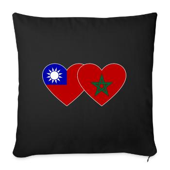 Taiwan Maroc Flag Heart - Housse de coussin décorative 45 x 45 cm - noir - Devant