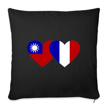 Taiwan France Flag Heart - Housse de coussin décorative 45 x 45 cm - noir - Devant
