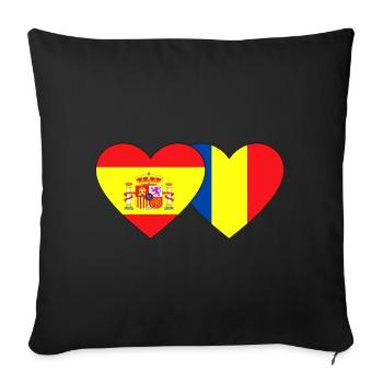Spain Romania Flag Heart - Sofa pillowcase 17,3'' x 17,3'' (45 x 45 cm) - black - Front