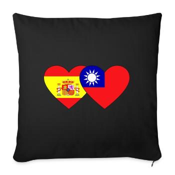 Espagne Taiwan Flag Heart - Housse de coussin décorative 45 x 45 cm - noir - Devant