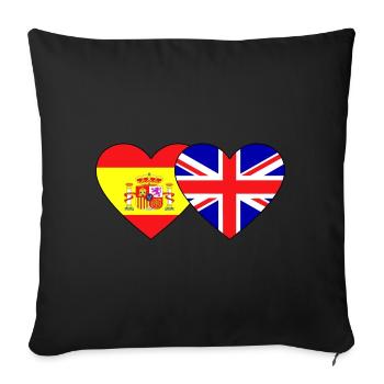 Spanien England Flagge Herz - Sofakissenbezug 45 x 45 cm - Schwarz - Vorne