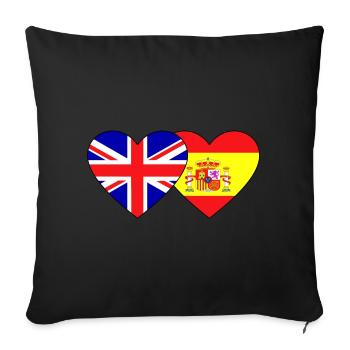 England Spain Flag Heart - Sofa pillowcase 17,3'' x 17,3'' (45 x 45 cm) - black - Front