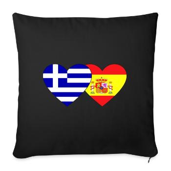 Greece Spain Flag Heart - Sofa pillowcase 17,3'' x 17,3'' (45 x 45 cm) - black - Front