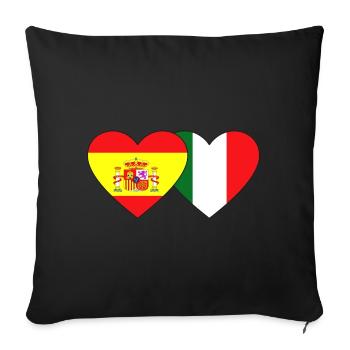 Espagne Italie Flag Coeur - Housse de coussin décorative 45 x 45 cm - noir - Devant