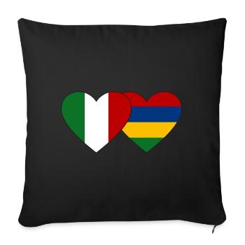 Italie Maurice Flag Heart - Housse de coussin décorative 45 x 45 cm - noir - Devant