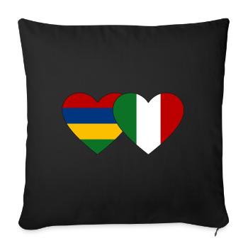 Mauritius Italy Flag Heart - Sofa pillowcase 17,3'' x 17,3'' (45 x 45 cm) - black - Front