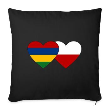 Mauritius Poland Flag Heart - Sofa pillowcase 17,3'' x 17,3'' (45 x 45 cm) - black - Front