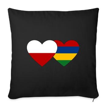 Poland Mauritius Flag Heart - Sofa pillowcase 17,3'' x 17,3'' (45 x 45 cm) - black - Front
